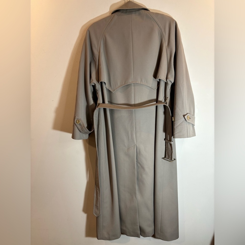 AQUASCUTUM SZ 6 UK Wool Raglan Sleeve Back Slit Belt Trench Coat with Pockets - Picture 14 of 14